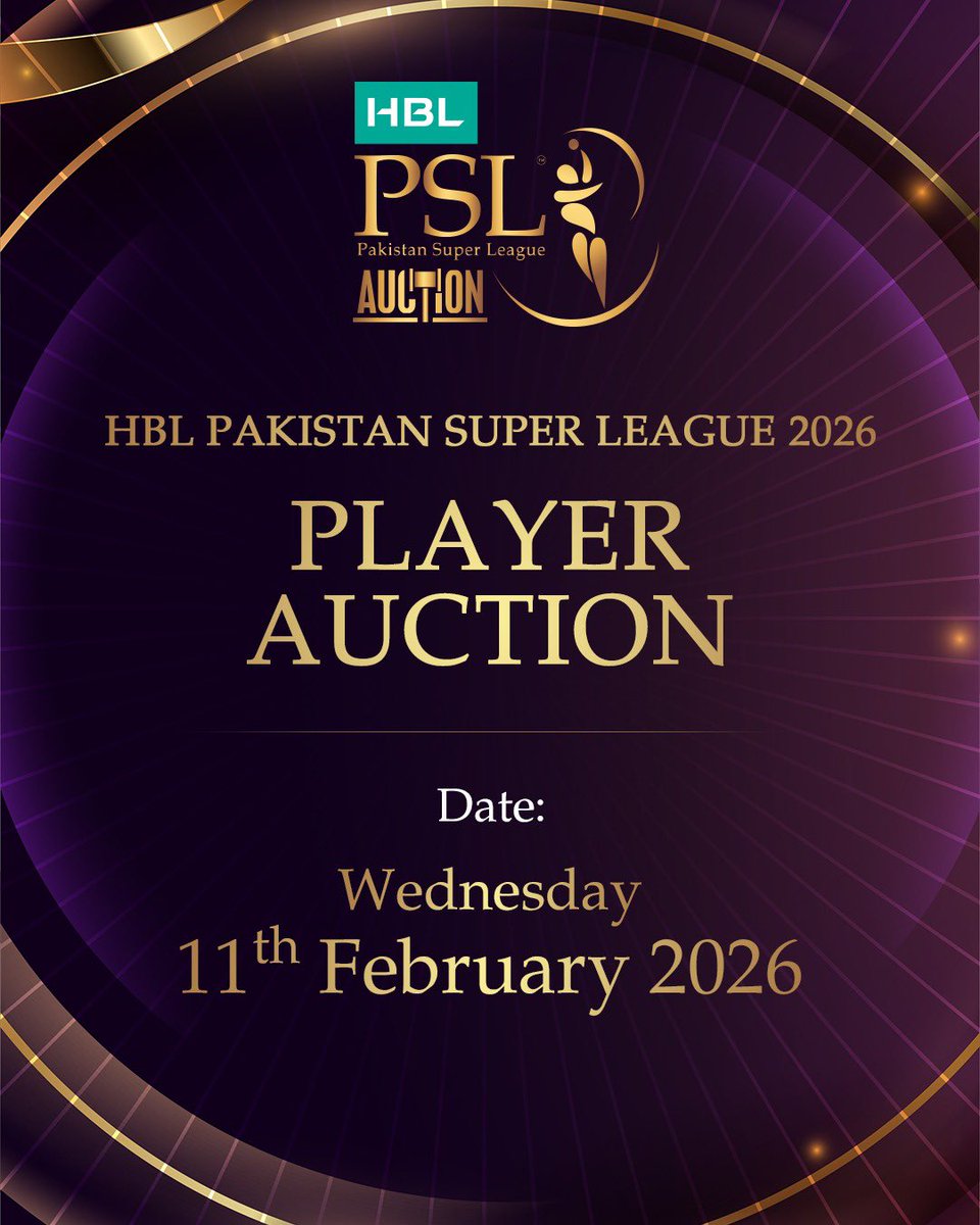 BasitCricPro's tweet image. First ever HBL PSL 11 PLAYER AUCTION ✨

A #NewEra Begins

📅 Date: Wednesday, 11th February 2026

#HBLPSL #PSLAuction #abdulbasit