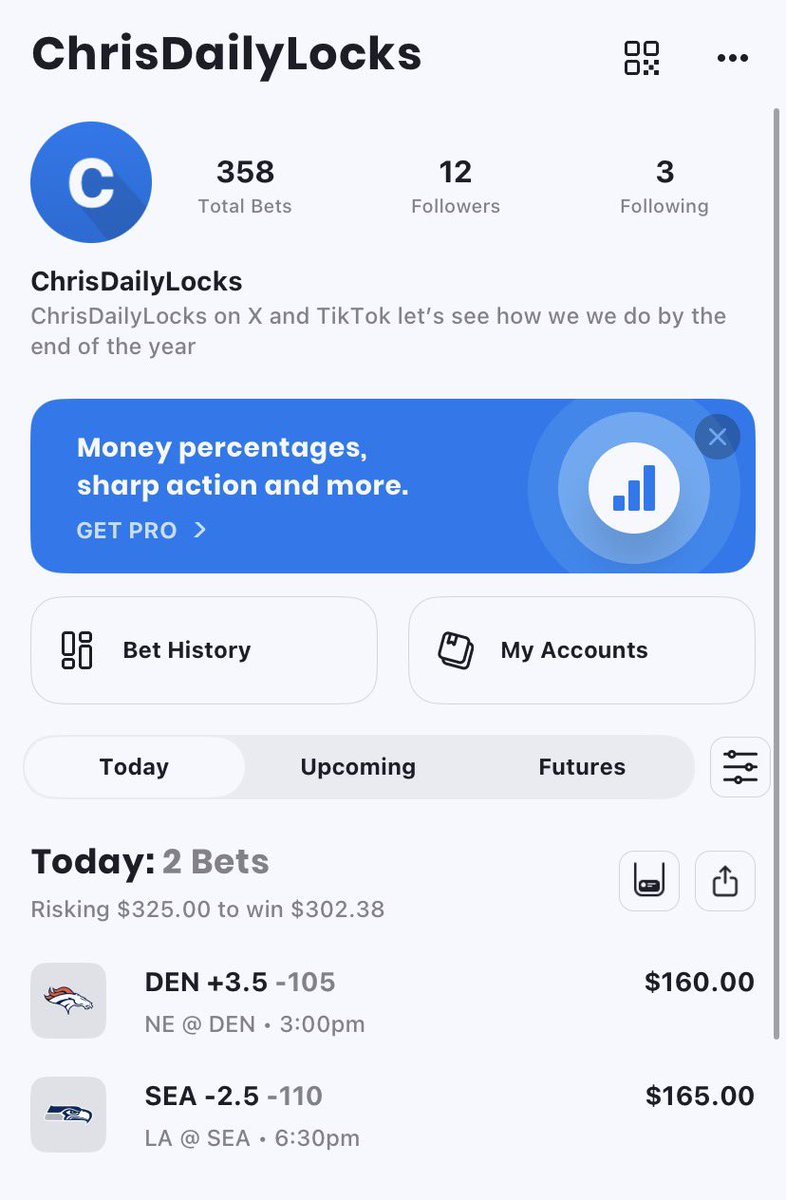 ChrisDailyLocks's tweet image. 2 NFL picks for today I will be posting so more plays later in the day 

Denver Broncos +3.5

Seattle Seahawks -2.5