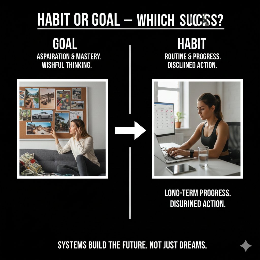 SuccessSparksX's tweet image. Habit or goal — which creates success?