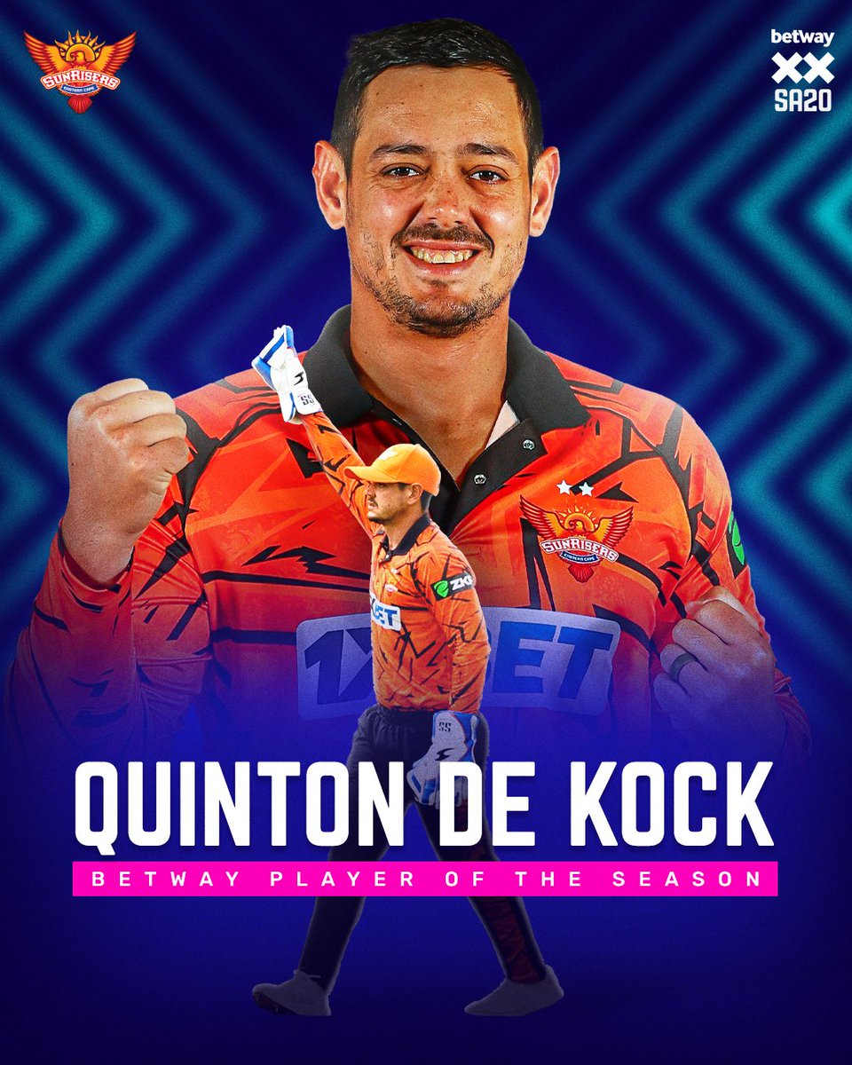 The GOAT doing GOAT things. 🐐✨ Quinton de Kock is officially your <a href="/betway_sa/">Betway South Africa</a> Player of the Season! 🏆
#BetwaySA20 #SECvPC #WelcomeToIncredible