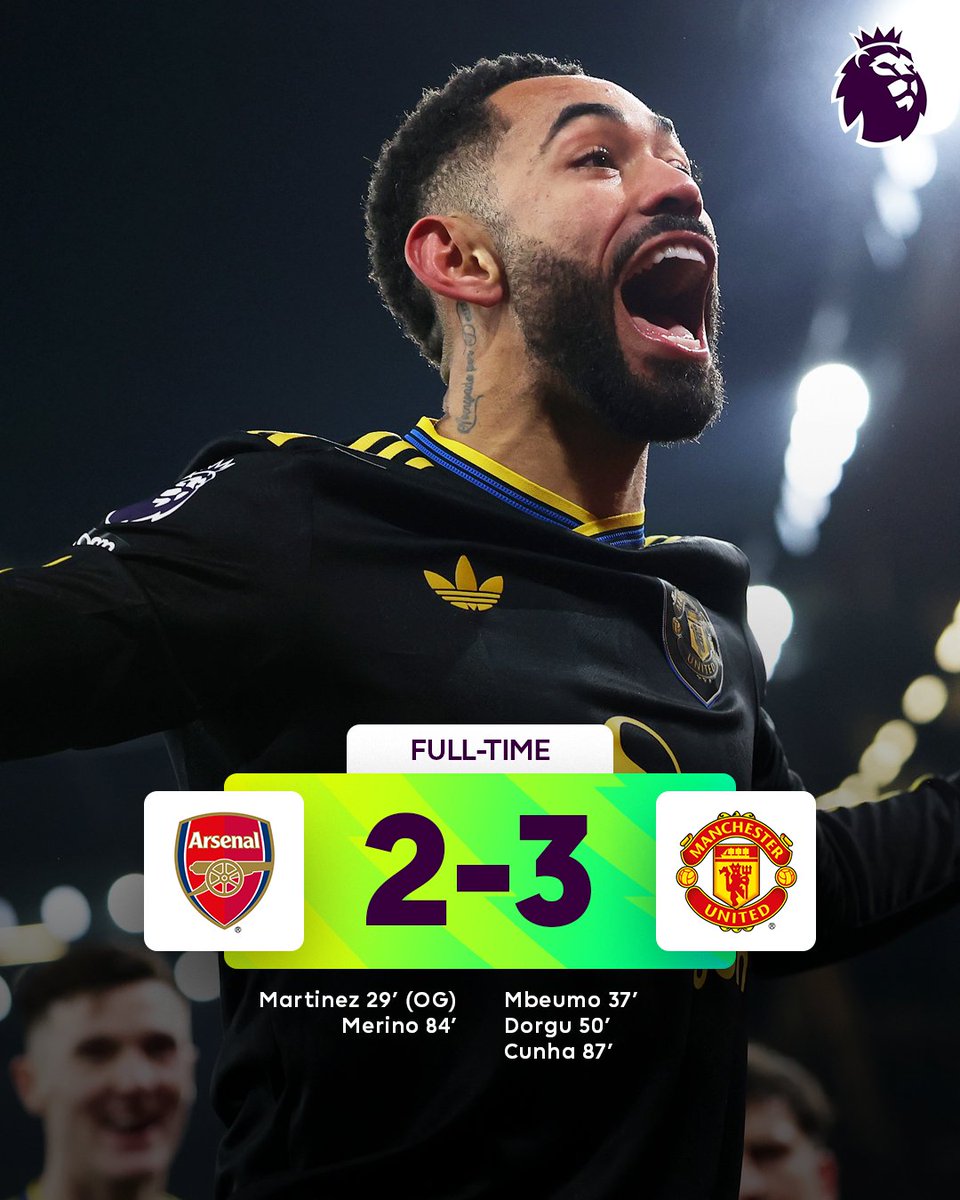 Matheus Cunha and Man Utd hand Arsenal their first home loss of the season 😈