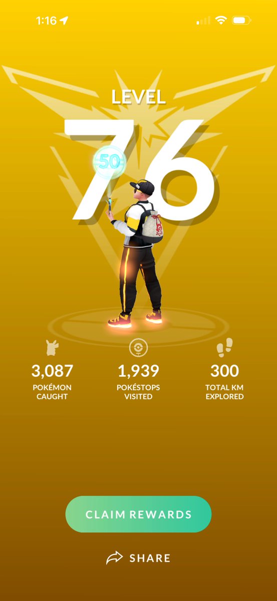 JessesGirl5418's tweet image. 44 days to walk 300k - inside time around the holidays didn’t help, but I made it to level 76!!!! I hope it takes less than 50 days (2 max battles per day) to get all the max battles done… #pokemongo #PokemonGOfriends #level76