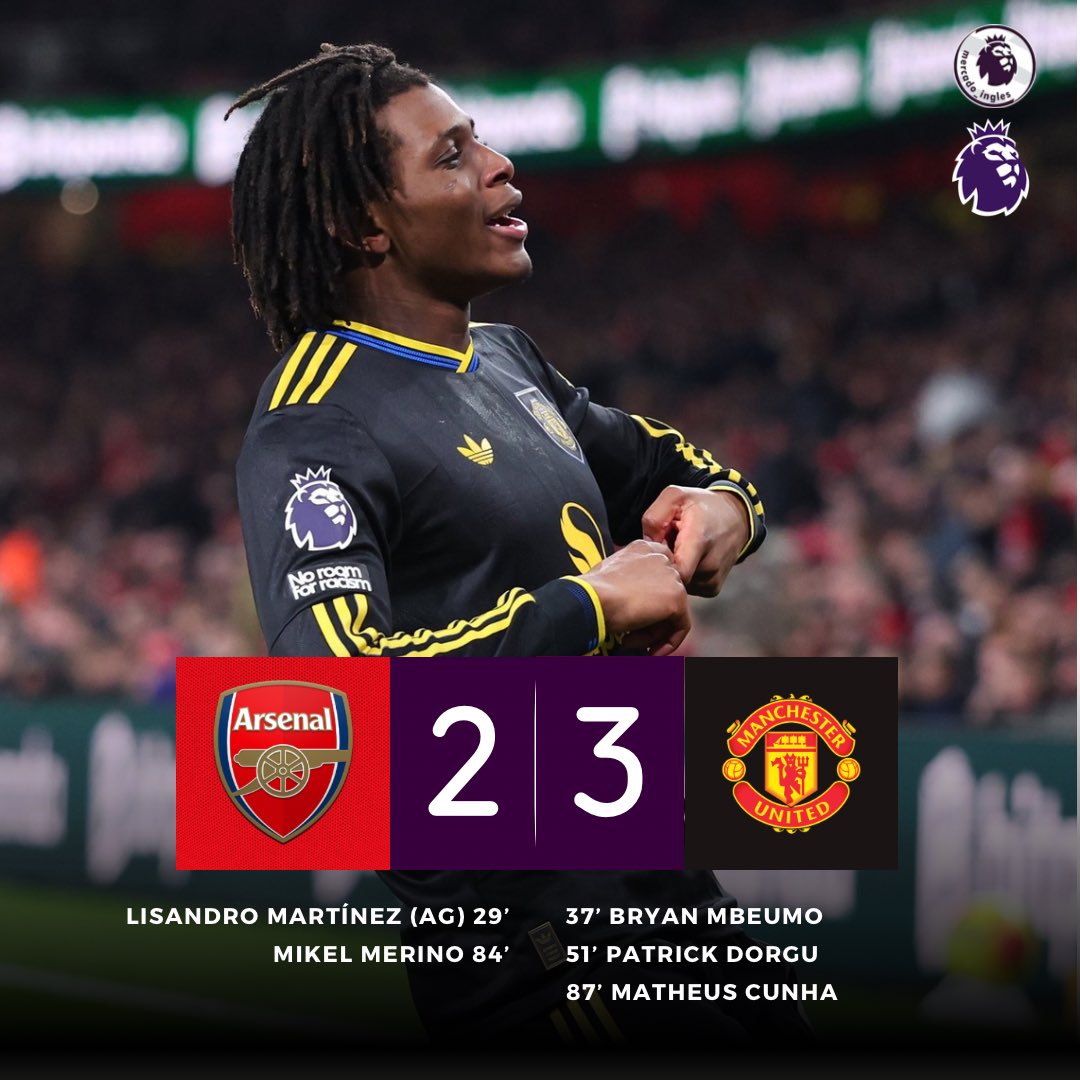 Arsenal ahora ha perdido más partidos contra el Manchester United (27 Derrotas) que contra cualquier otro rival en toda la historia del Arsenal por Premier League.