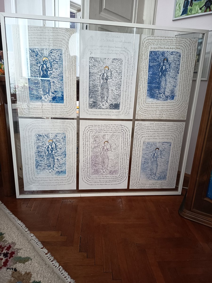 25.01.2026. @historyhit 

In the first linocut, 
author Dina Marković writes that Helena was born in Zadar, in the family of Madius I. Byzantine proconsul. 
As queen Jelena Trpimirović, she had two sons: 1. Miroslav, 2. Stjepan Držislav.