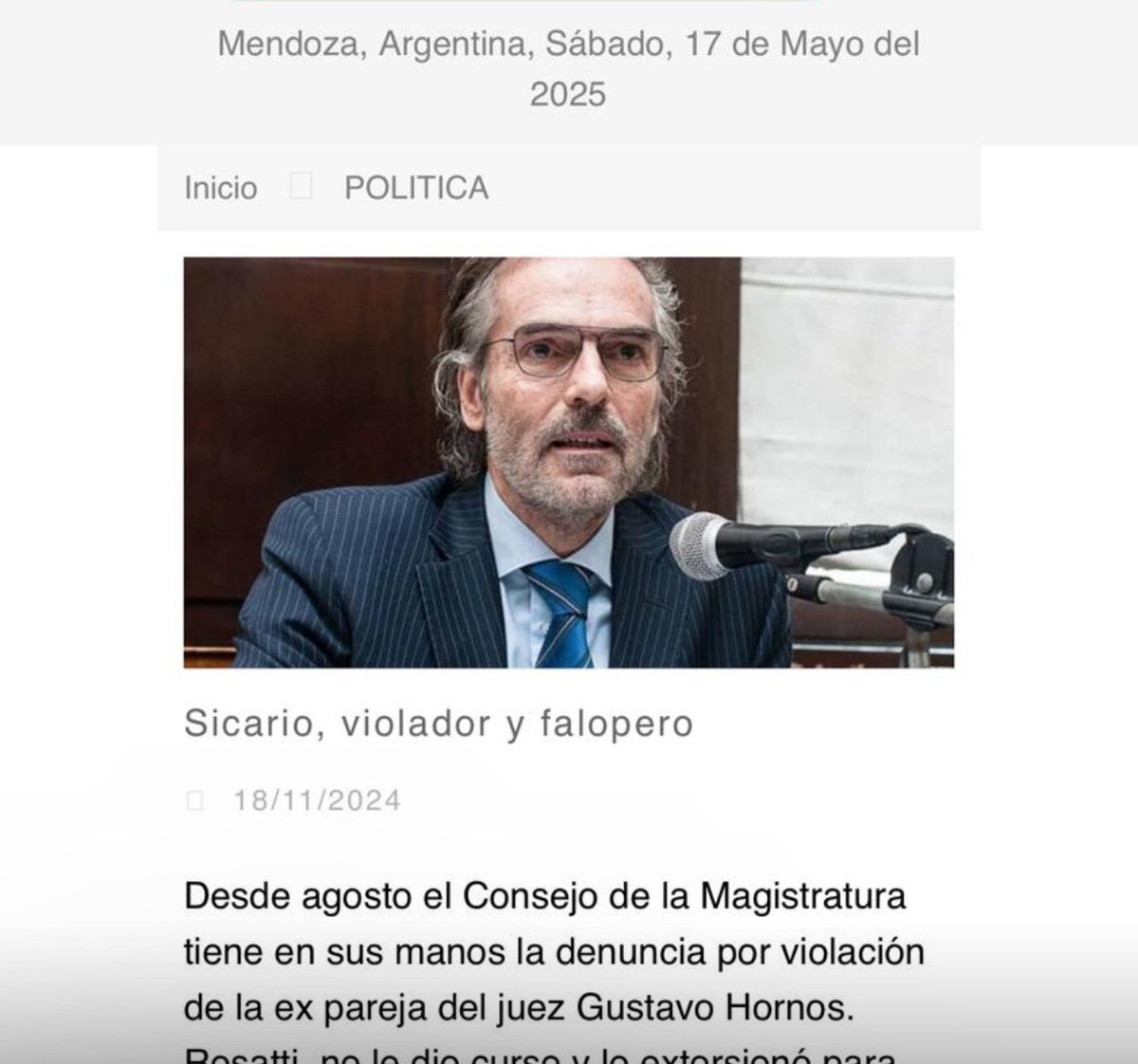 tatisicardi's tweet photo. @picketeros @MolinaGusta Lo mismo pasó con el Juez Gustavo Hornos denunciado por Violencia Infantil, uso de pantalla para tapar su relación con Joe Miranda, un cazafortunas. @cmagistratura impunidad de Luis Juez @majulluis , @luisnovaresio otro que cero derechos del Niño.@JMilei https://t.co/B8RdJBOrn9