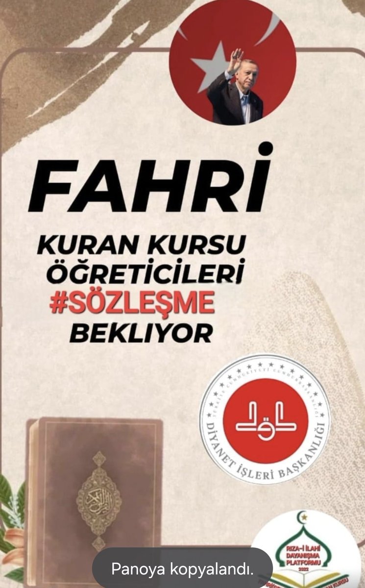 2 yılda bir tekrarlanan sınavlara girerek 
✅ kpss+dhbt ✅göreve başlanılacağı zaman  mülakata girerek görev alan  FAHRİ Kur'an Kursu Öğreticilerine #Sözleşme verilmeli ‼️

#Diyanet 

 <a href="/mehmetsaityaz/">Mehmet Sait YAZ</a> 
<a href="/erkanakcay45/">Erkan Akçay</a>  <a href="/dbdevletbahceli/">Devlet Bahçeli</a> <a href="/_cevdetyilmaz/">Cevdet Yılmaz</a>  <a href="/AvOzlemZengin/">Av. Özlem Zengin 🇹🇷</a> <a href="/mervangul56/">Mervan Gül</a>