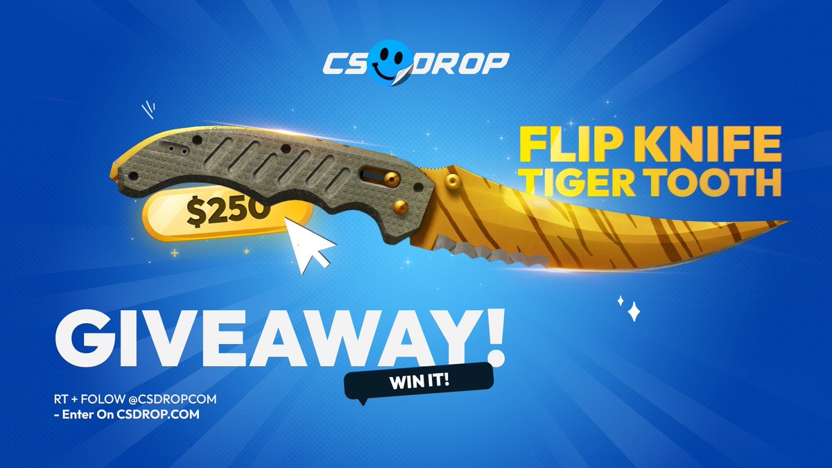 CS2 Giveaway - Flip knife Tiger Tooth 💛

1⃣ Follow <a href="/csdropcom/">CSDROP</a> &amp; <a href="/R20_cs/">R20</a> 
2⃣ Like, Repost and tag 2 friends

Rolling in 7 days, Good luck!