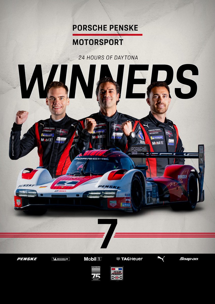 Team_Penske's tweet image. A three-peat.

The No. 7 Porsche 963 wins the 24 Hours of Daytona!