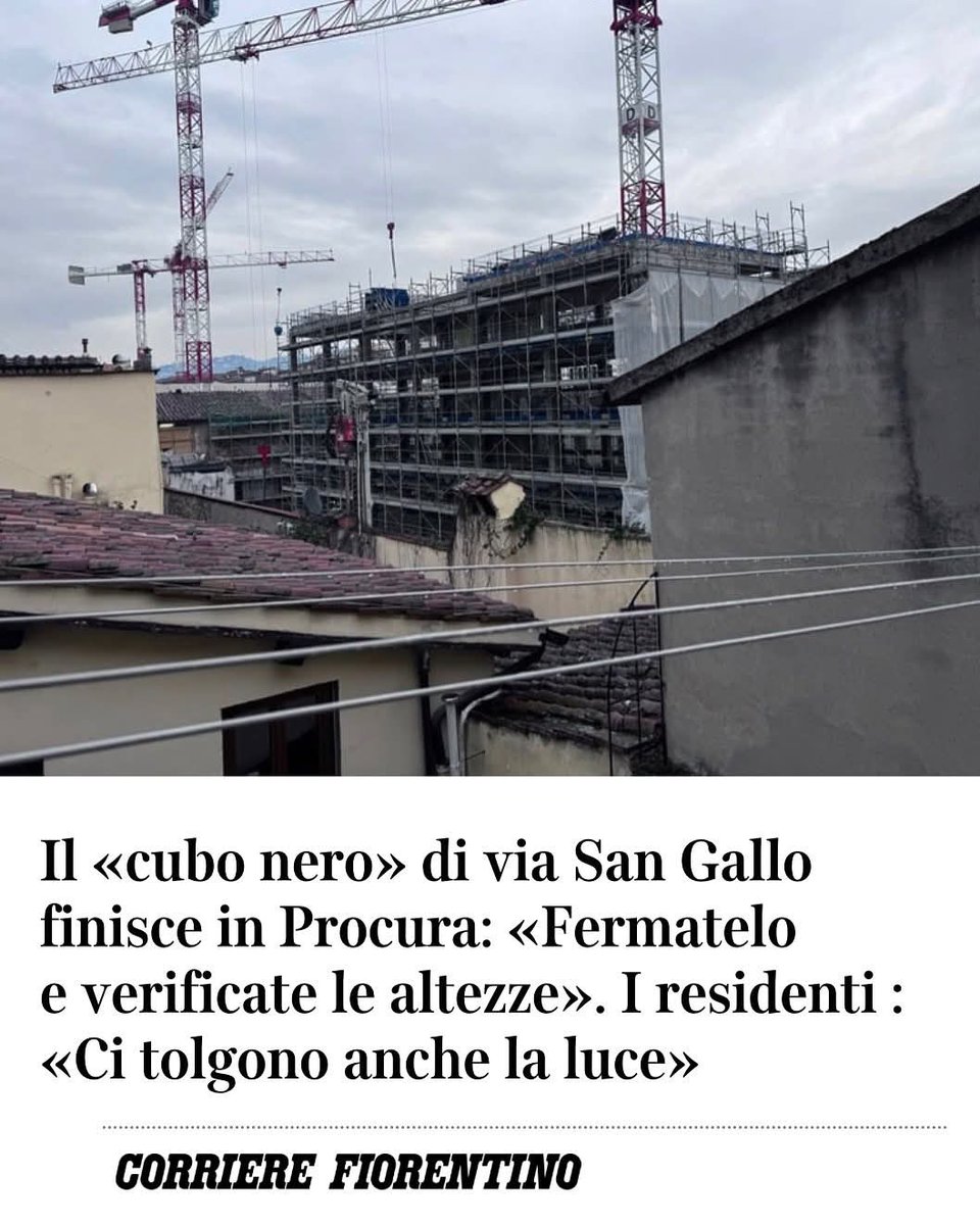 LIMEN_it's tweet photo. Un altro"cubo nero" in via San Gallo a Firenze, controverso progetto di trasformazione dell'ex ospedale militare in un resort di lusso, contestato per l'impatto urbanistico e paesaggistico. Il cantiere prevede una torre di 23 mt. Urbanistica contrattata nel Centro storico. https://t.co/SOnOvOV8aK