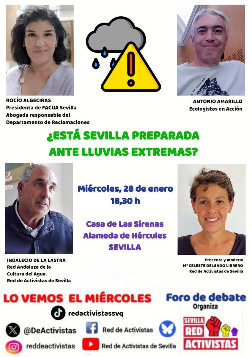 ¡Tercer Debate del Ciclo "Sevilla, ciudad en riesgo" organizado por  <a href="/DeActivistas/">Red de Activistas de Sevilla</a> 
Frente a la ciudad como nicho de negocio, la ciudad amable y sostenible para vivir.
¡Especulación vs habitabilidad!
¿Nos vemos este miércoles 28?