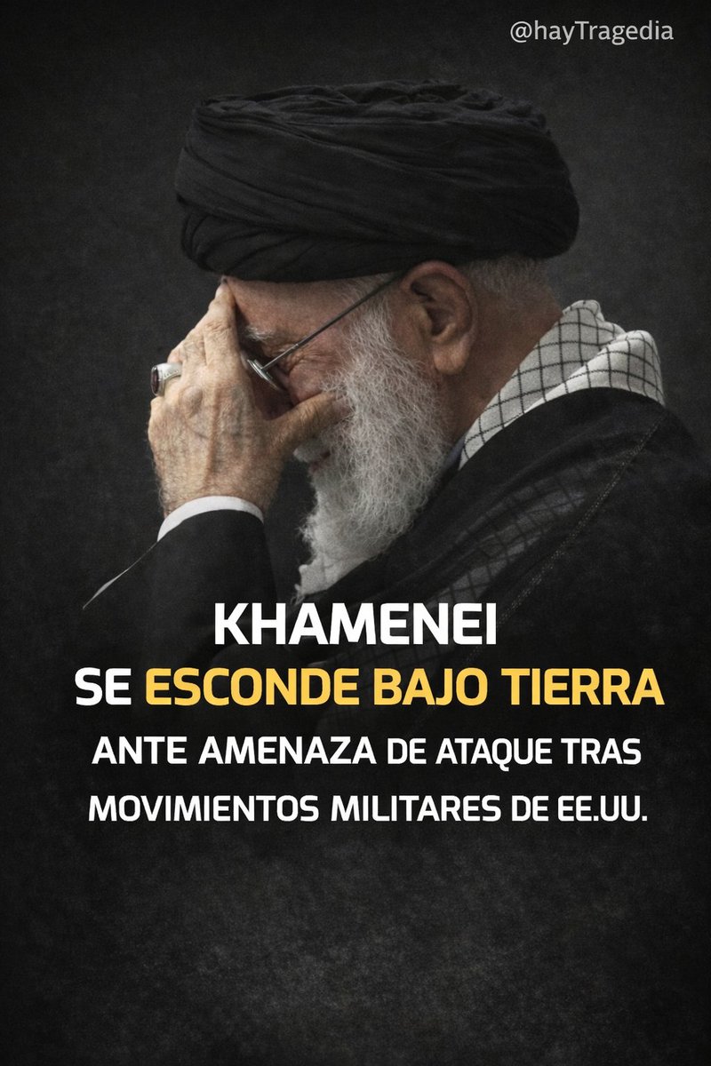 Movimientos militares de EE.UU. elevan la tensión en Medio Oriente. Reportes indican que el líder supremo de Irán habría reforzado su seguridad y se mantiene bajo resguardo subterráneo ante una posible escalada. El tablero geopolítico vuelve a moverse con riesgo real #HayTragedia