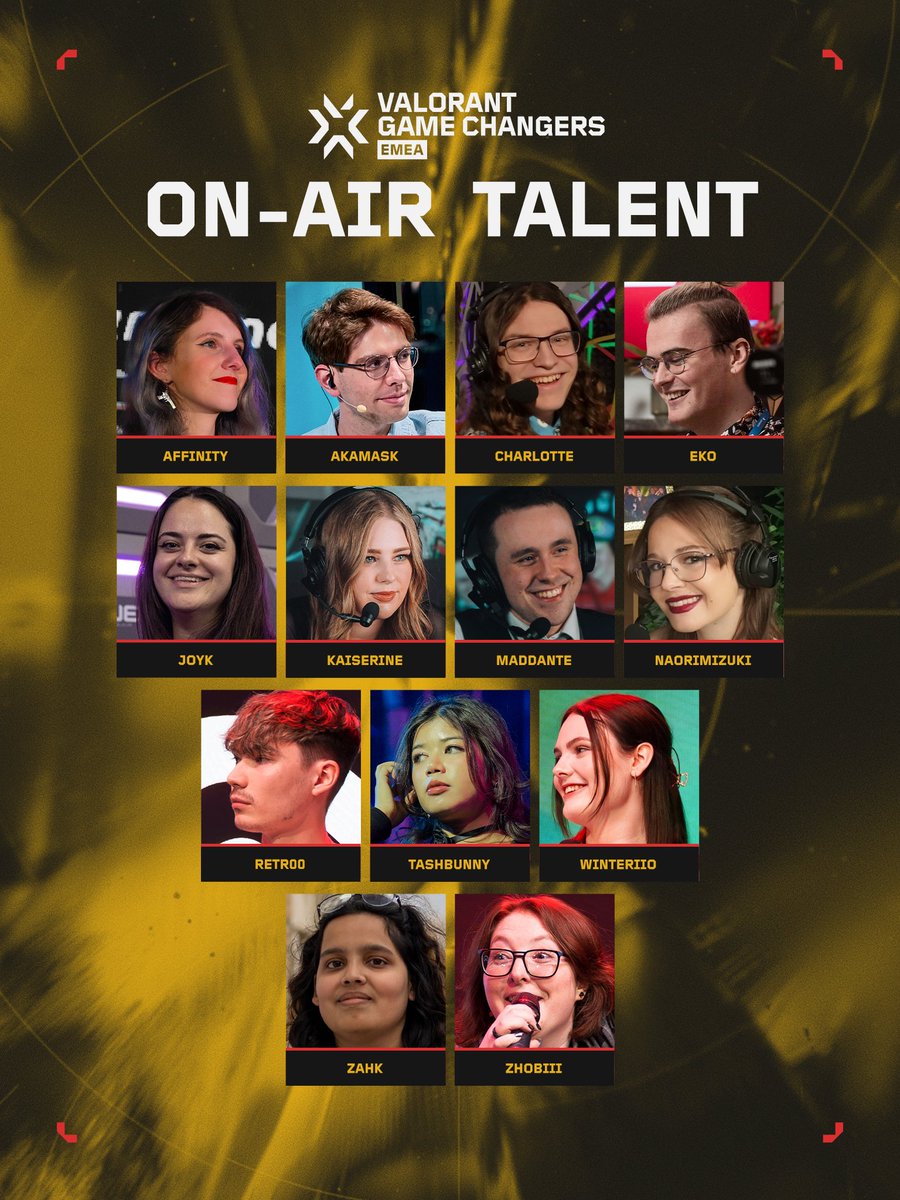 vct_emea's tweet image. Say hello to the Game Changers EMEA On-Air Talent roster!

Tune in for the show starting tomorrow at 17:00 CET 📺