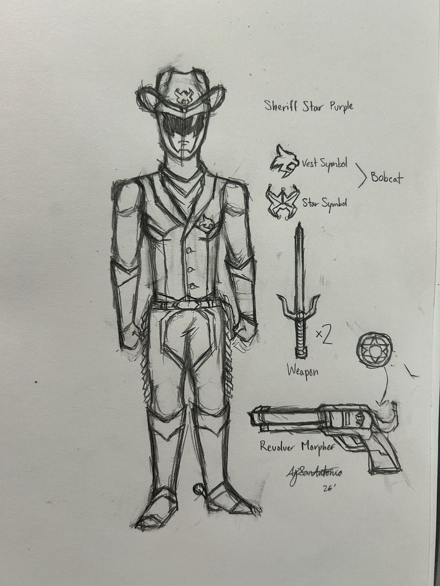 Back to work on #WesternStars! This is the final ranger of the team, Sheriff Star Purple! Think of this character as the “extra ranger” of the team. She uses the power of the Bobcat, with an upgraded blaster as her morpher.