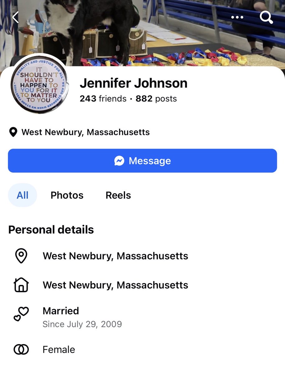 bluelivesmtr's tweet image. Jennifer Johnson of West Newbury, Massachusetts enjoys spending her free time doxxing the families of ICE agents - including the Director and his wife and kids.

Let’s remind this Karen that the internet works both ways.  Apparently all of those boosters have gone to her head.…