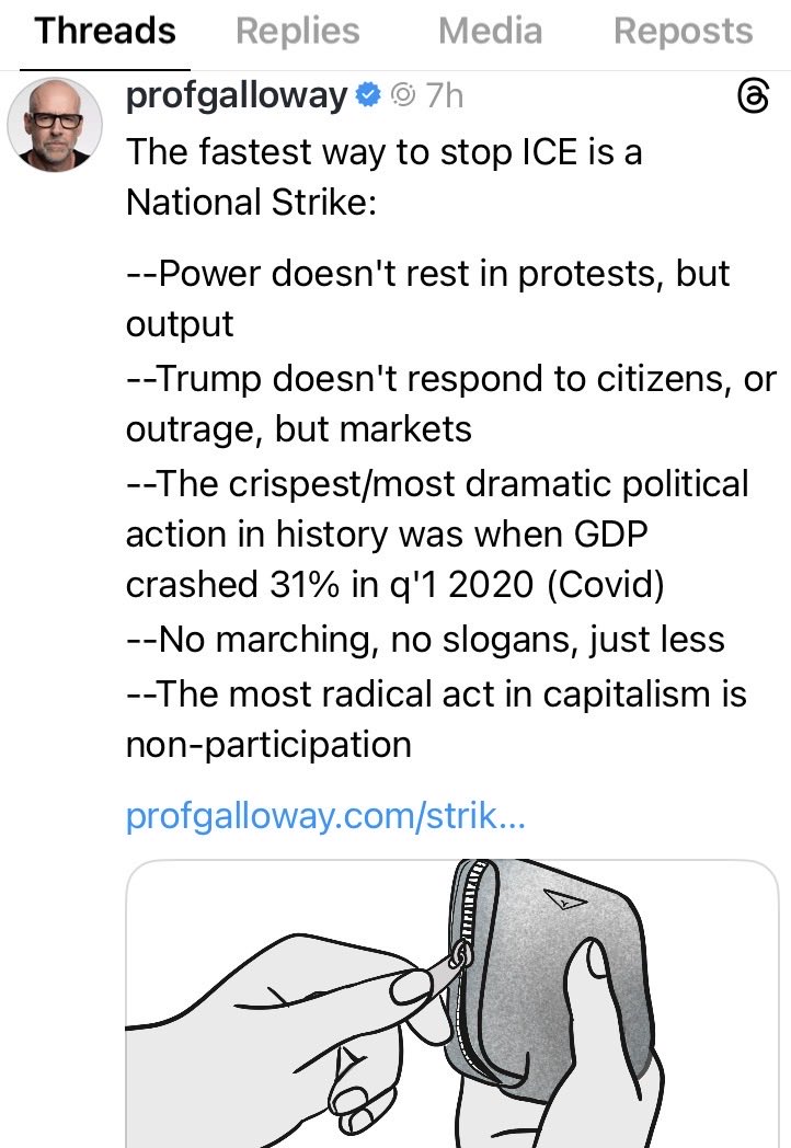 <a href="/tmorello/">Tom Morello</a> The brilliant economist, Scott Galloway, says this on Threads this AM