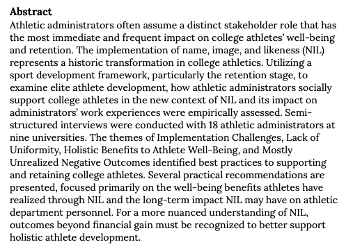 JIIAJournal's tweet photo. Supporting the College Athlete Amidst the Onset of Name, Image, and Likeness

Brennen Berg
Michael Hutchinson
Janelle Wells
David Walsh
Andre Simmond

https://t.co/oUZYsFA1Mi https://t.co/hiAOIrS8wK