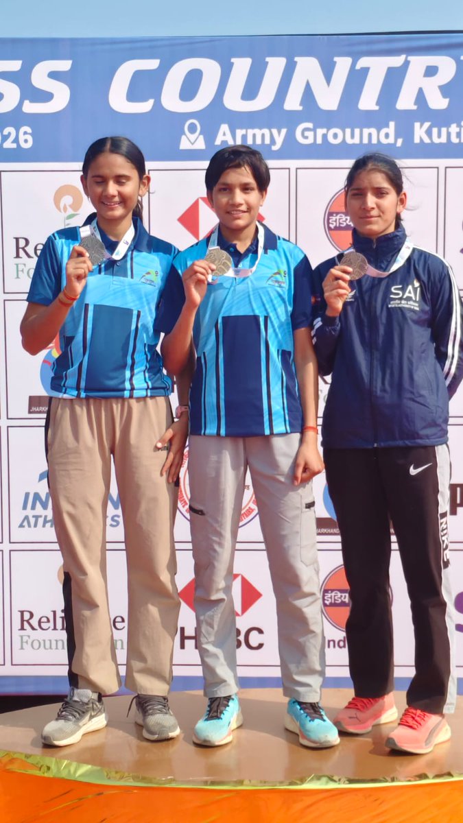 Athletes of SAI NCOE Bhopal shines at 🏆 National X-Country Championship 2026 
🥇 Mohit wins Gold in 08 Km with a qualification to Asian cross country Japan 2026 🔖
🥉 Roshni secures Bronze in 04 Km
Kudosss champions 🙌🏻

#athlete #athletics #kheloindia #winners #medals #sports