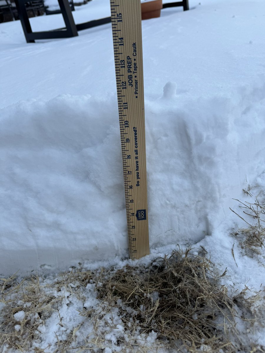 OKBackroadExp's tweet photo. @LaceySwope  @JedCastles @NWSNorman 3 south of Calumet. I tried to find areas out of the wind to measure.  In direct wind just a few inches. Some drifts over 3’ I will update with more pics as we venture out to check cattle and chop ice. https://t.co/bORpaGAF35