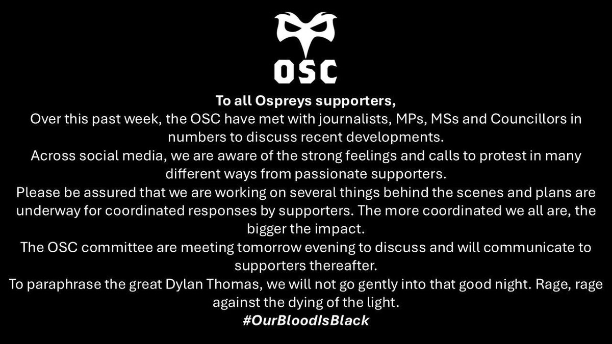 Ospreys Supporters tweet media