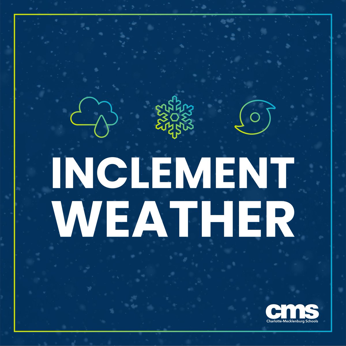 ❄️ ❄️ ❄️ All CMS district, school, and work locations will be closed on Monday, Jan. 26, 2026. 

We will continue monitoring National Weather Service updates and keep families informed of any district or school schedule changes, if necessary. 

Stay safe and warm.  ❄️ ❄️ ❄️