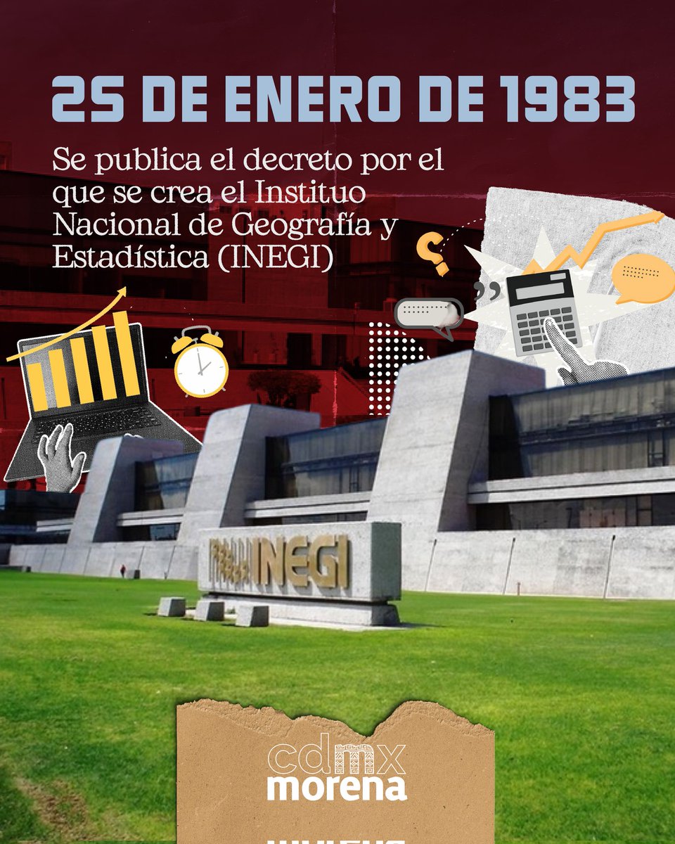 👉🏽 El 25 de enero de 1983, por decreto presidencial durante el periodo de Miguel de la Madrid Hurtado, se crea el Instituto Nacional de Estadística, Geografía e Informática,  con el fin de concentrar tareas específicas de investigación que otrora llevaban a cabo 16 entidades
