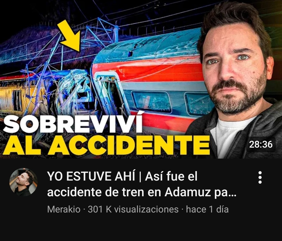 Para sorpresa de nadie, el youtuber argentino que estuvo en el accidente de Adamuz y que se paseó por todas las teles hablando de ello ha publicado un vídeo con un título y una miniatura muy sensacionalistas

Respeto a las víctimas = 0