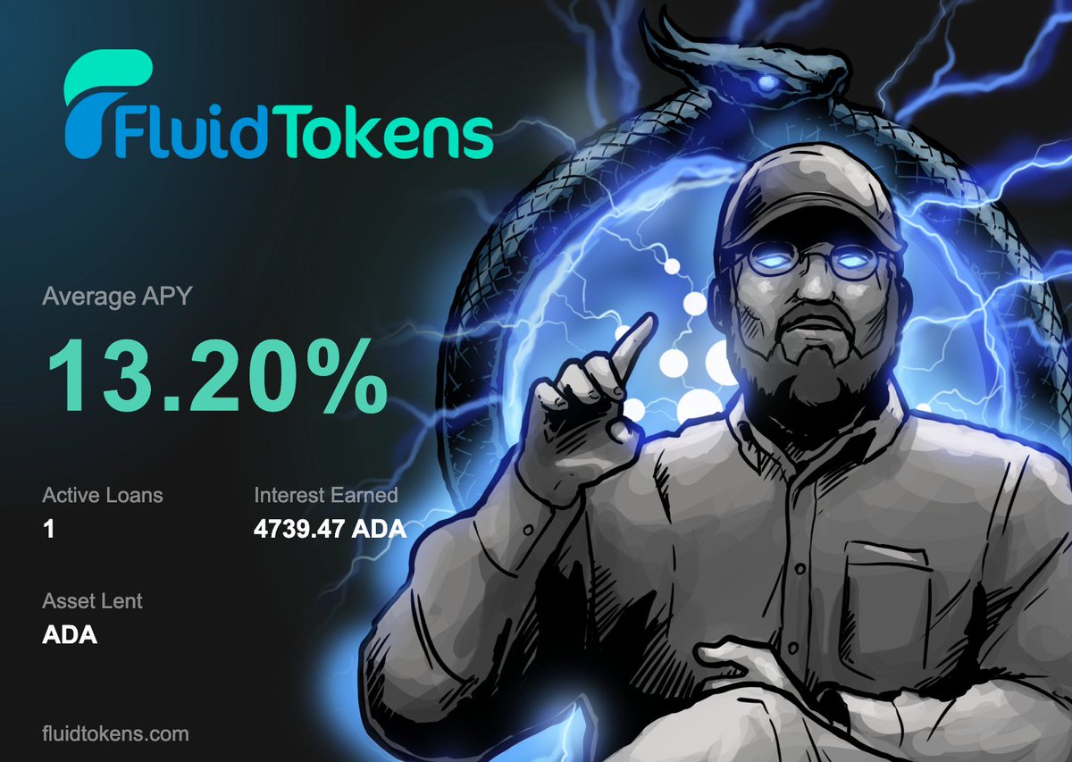 13.2% APY on ADA with <a href="/FluidTokens/">FluidTokens</a> 
Permissionless lending.
No banks. No BS.
DeFi done right ⚡️
#Cardano #ADA #DeFi #CardanoDeFi