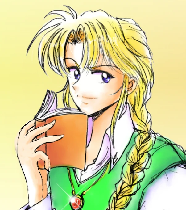 #無言で長髪男子のイラストを貼る見た人も貼る
