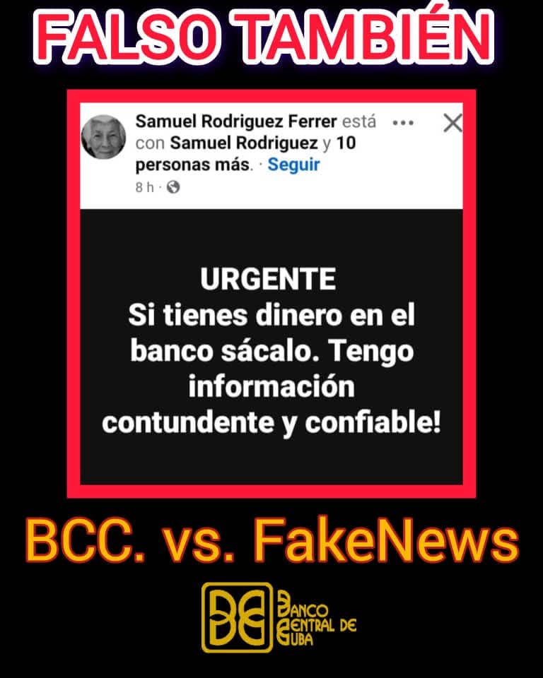 📢 ¡No caigas en la trampa!  

Este mensaje es FALSO y busca sembrar miedo.  
La banca cubana sigue operando con fuerza y compromiso 🇨🇺💼.  
¡La verdad está en nuestros canales oficiales!  

#Bicsa #BancaSegura #FalsoTambién