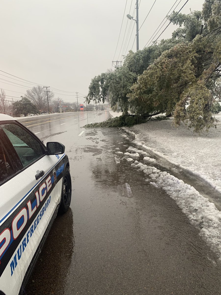 TRAFFIC ALERT 
Driving conditions are not the best with overnight freezing rain in Murfreesboro. Several city streets are covered with ice, and some are blocked with downed trees and power lines. We advise you to Stay Home.  If you have to get out, drive with care.