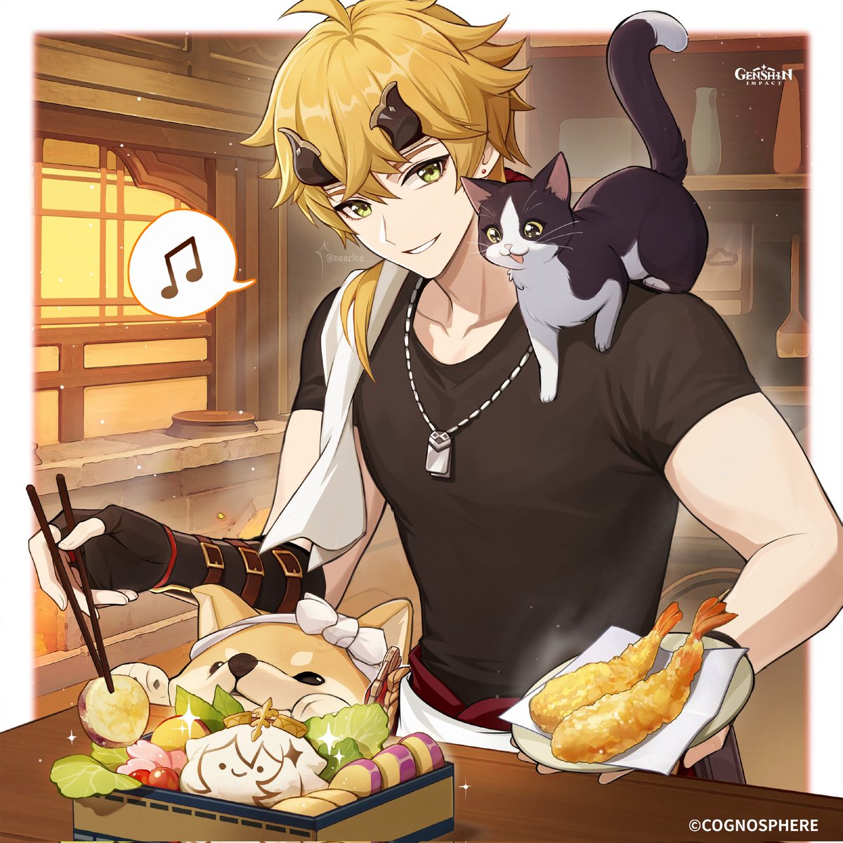 Naartea_'s tweet image. I saw someone mentioning jacketless Thoma bday art but I couldn't find it 
#Thoma #GenshinImpact