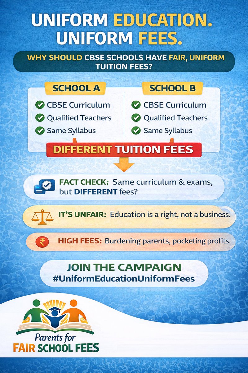 IndSchoolReform's tweet photo. Join The Movement #SaveMiddleClass
#UniformEducationUniformFees https://t.co/ABZY4eespN