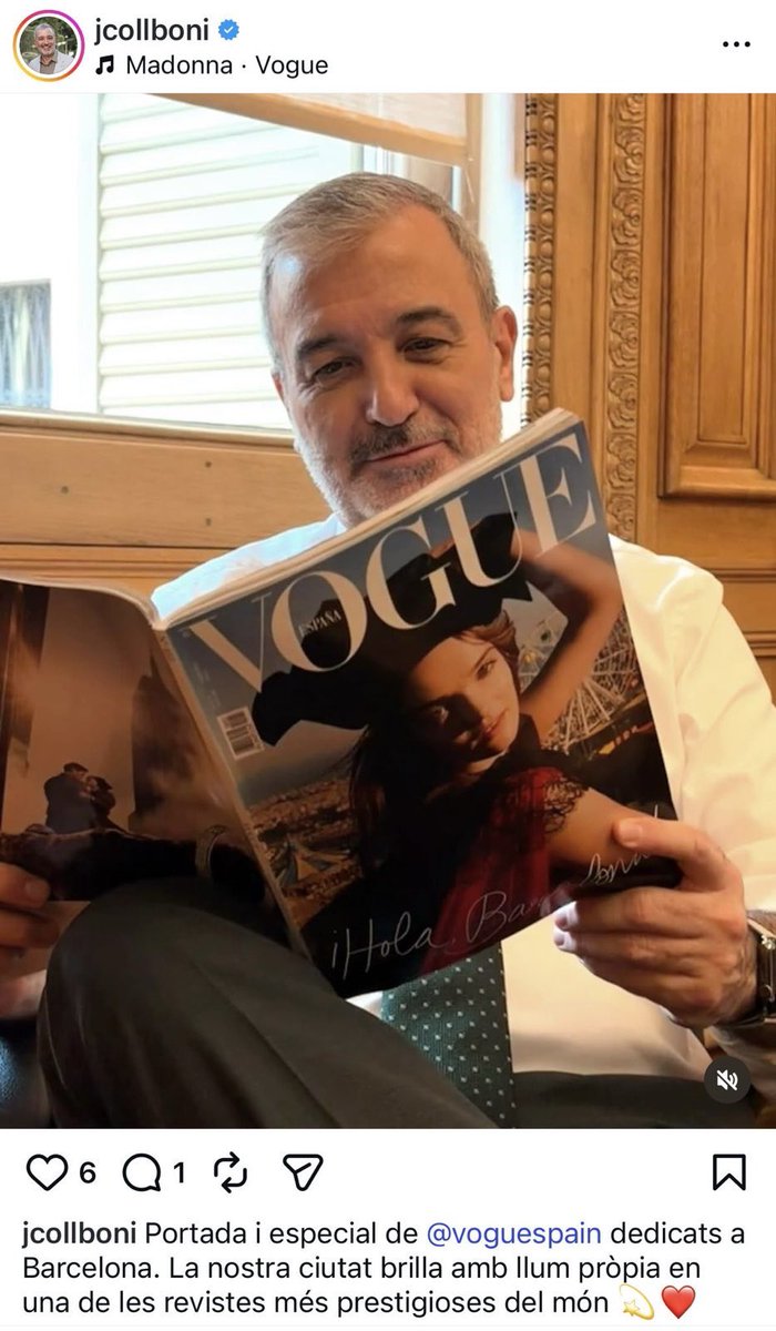 josep_rius's tweet image. Collboni retira la foto llegint la Vogue davant l'allau de crítiques. El PSC descarrila a les dues bandes de la plaça Sant Jaume.