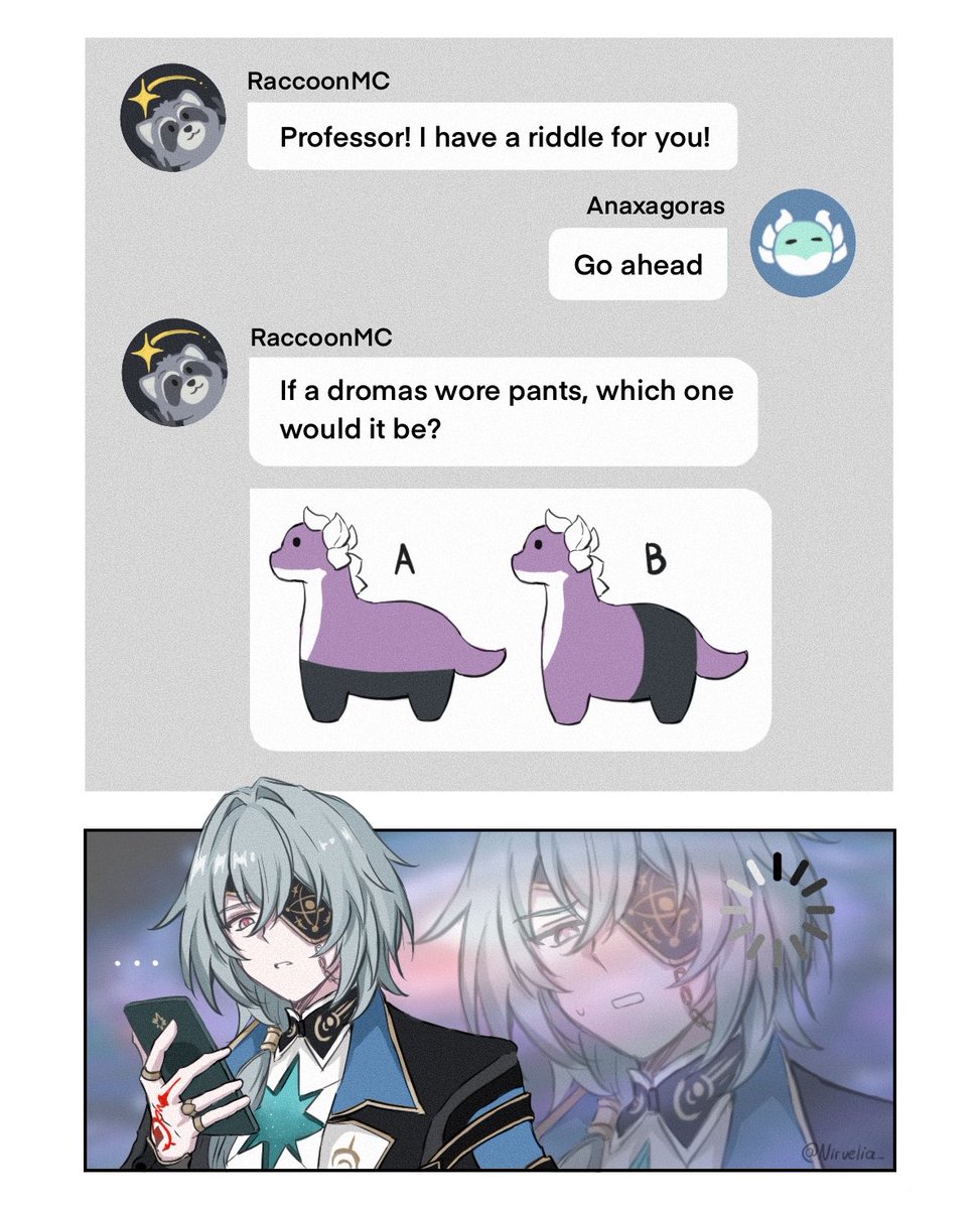 nirvelia_'s tweet image. Riddle 🦕 #HonkaiStarRail #Anaxa