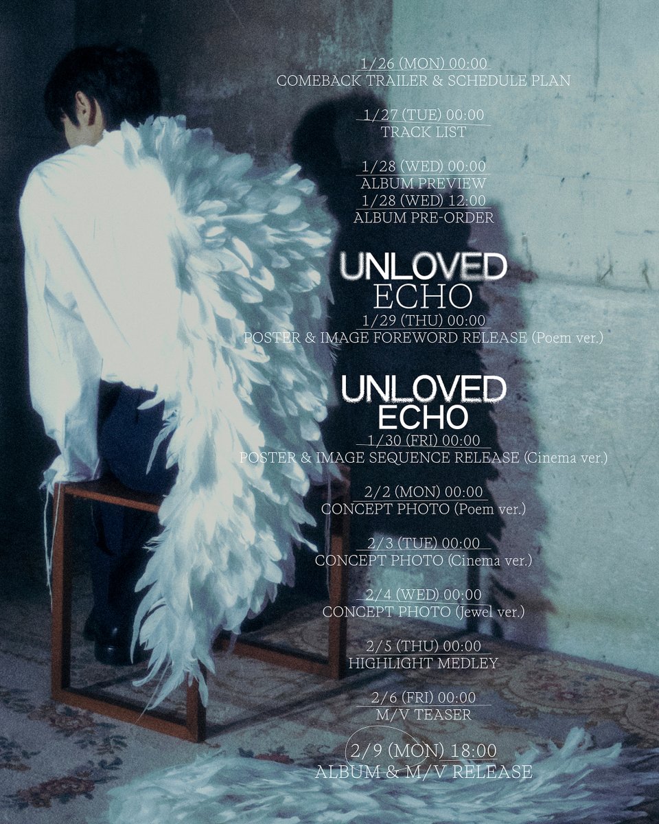 YANG YOSEOP THE 3rd MINI ALBUM [Unloved Echo] SCHEDULE PLAN
2026. 02. 09. 18:00

📅 aroundusent.com

#Unloved_Echo
#하이라이트 #HIGHLIGHT
#비스트 #BEAST
#양요섭 #YANGYOSEOP
