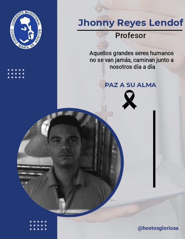 Nuestra Corriente Eugenio María de Hostos está de luto, se ha ido uno de nuestro más dedicado, trabajador y luchador por el bienestar de los maestros (as) en Santo Domingo Norte II. ¡Vaya en paz hermano! Con el corazón entristecido oramos por el reposo eterno de su alma. 🕊️