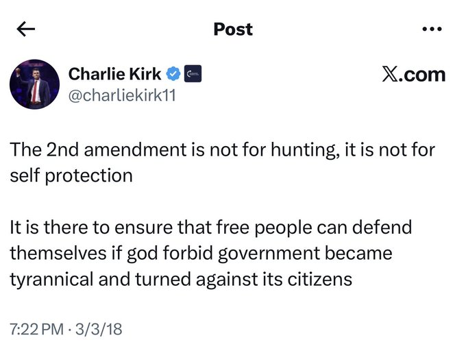 judymorris3's tweet image. #CharlieKirk nails it on the #2ndAmendment