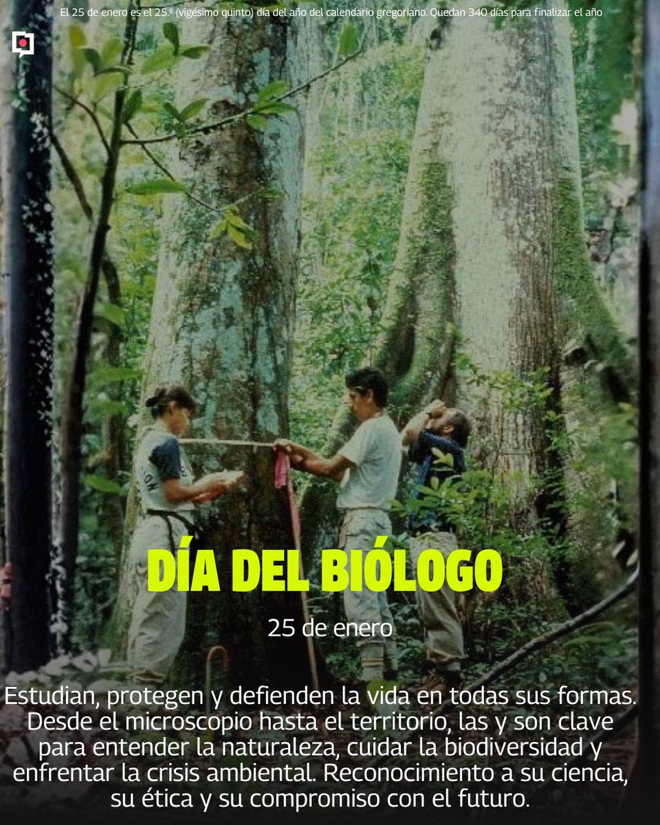 🌱🔬 Hoy celebramos a quienes estudian, protegen y defienden la vida en todas sus formas. Desde el microscopio hasta el territorio, biólogas y biólogos son clave para comprender la naturaleza, cuidar la biodiversidad y enfrentar la crisis ambiental.

#DíaDelBiólogo