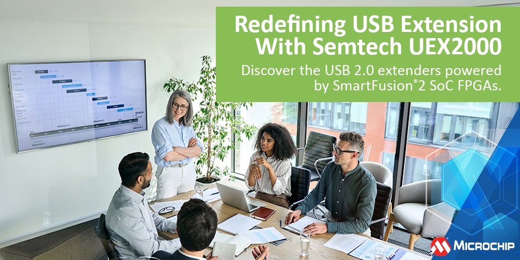 MicrochipTech's tweet photo. Stop fighting USB timing limits. Semtech’s UEX2000, powered by our SmartFusion®2 SoC FPGAs, delivers true protocol-level USB 2.0 extension—scalable, secure and manageable. Read the blog: https://t.co/PvDo0ZAyoZ. #USB #TechInnovation #DesignEngineering https://t.co/7P2QilqXLG