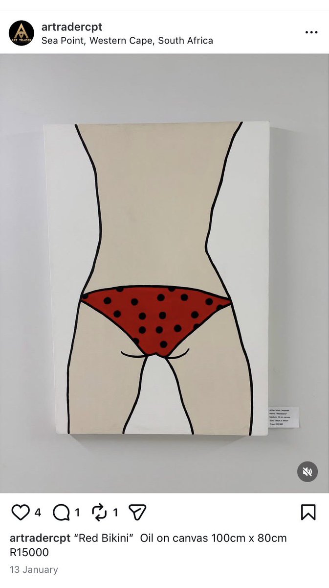 I don’t imagine anyone living in the wintery January days here in the UK 🇬🇧 would want one of my summery polka dot PopArt paintings just now, but if you’re somewhere warm, then head over to Lisa King’s wonderful Instagram page @artradercpt and have a look at this piece of mine.