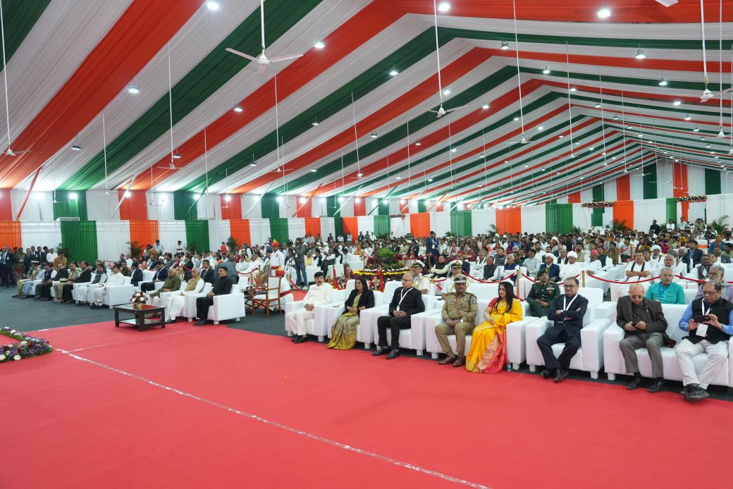 On the eve of Republic Day, attended the ‘At Home’ programme at Vav–Tharad in the gracious presence of Hon’ble Governor Shri Acharya Devvrat Ji and CM Shri Bhupendrabhai Patel Ji. Warm greetings were exchanged.