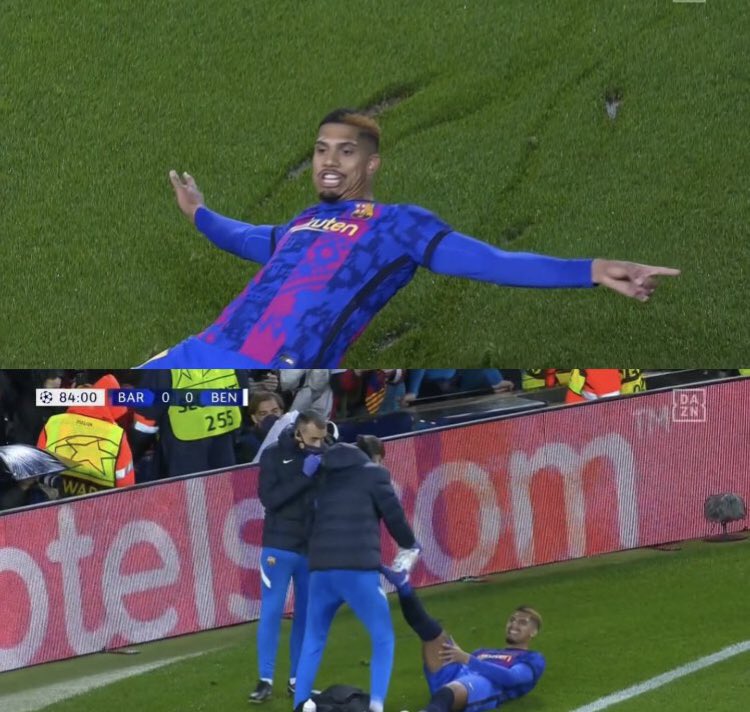 - Marca un gol y lo celebra tirándose de rodillas
- Se lesiona 
- Anulan el gol
- Quedan fuera de la Champions y se van a Europa League (les echaron también) 

Esto fue un cine maravilloso.