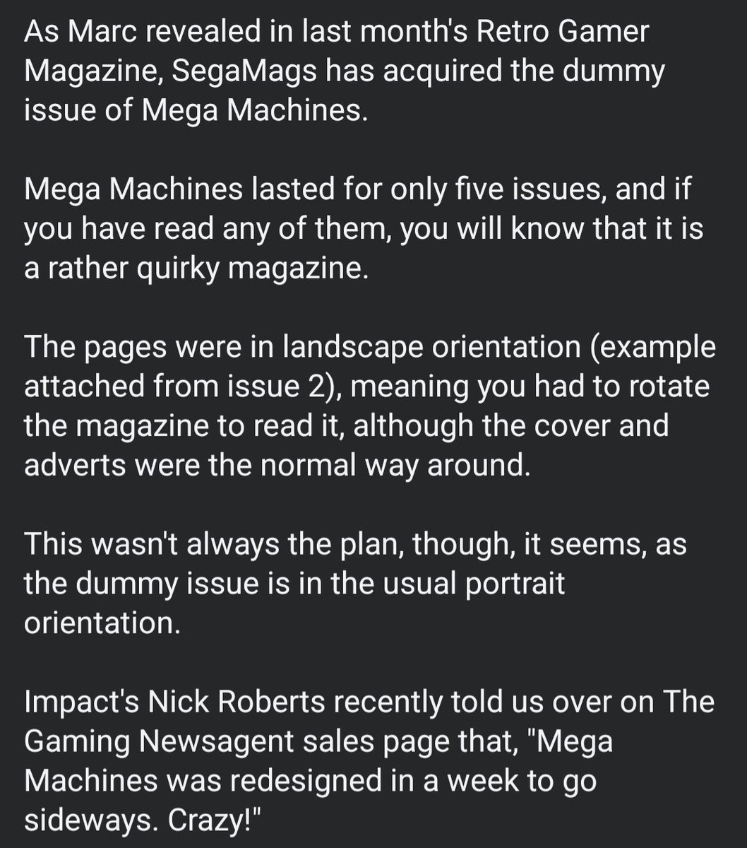 SegaMags's tweet photo. 🆕 SEGAMAGS DISCOVERY 🆕

As Marc revealed in last month's Retro Gamer Magazine, SegaMags has acquired the dummy issue of Mega Machines.

More information below.

#segamags #sega #megamachines #segamagazines #megadrive https://t.co/JoO0zyMo4X