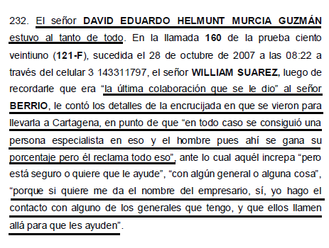 Según pruebas judiciales lo que se movía en DMG era muy grave. Incluso se llegaron a incautar 4.760 millones de DMG en el Avión HK 4071 que venían del aeropuerto de Guaymaral. Había Generales dentro de la nómina de DMG. ¿No sabía nada de esto su abogado Abelardo de la Espriella?