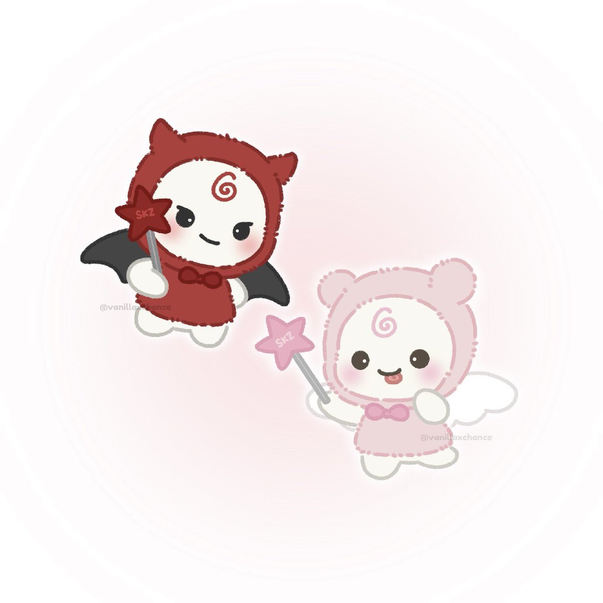 vanillaxchance's tweet image. stay new mascot! the design is too adorable i had to draw them + the dark (?) version 🫢