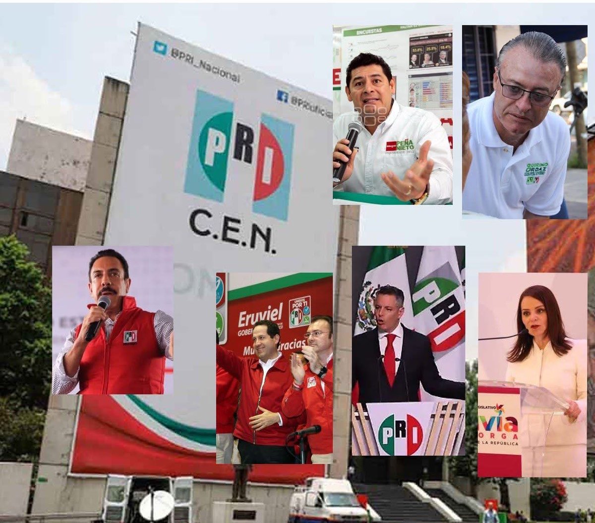 En el 2016 todos estos estaban en el PRI y ahora se visten con chalecos guinda. Las vueltas que da la vida.