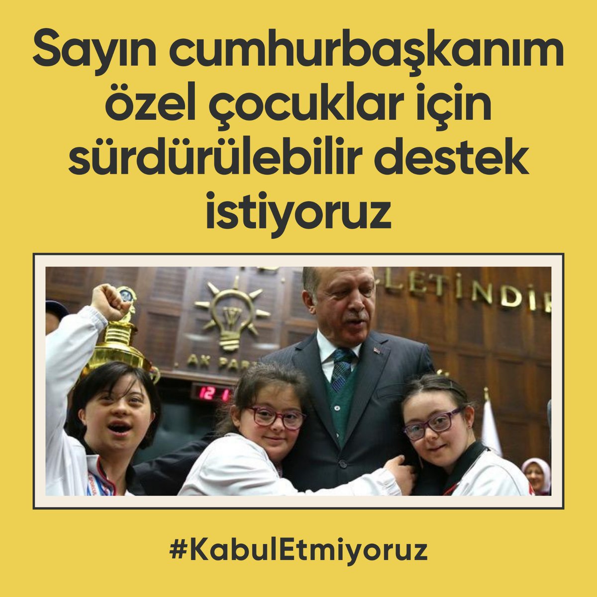 #KabulEtmiyoruz

<a href="/RTErdogan/">Recep Tayyip Erdoğan</a> <a href="/EmineErdogan/">Emine Erdoğan</a> <a href="/tcbestepe/">T.C. Cumhurbaşkanlığı</a> <a href="/iletisim/">T.C. İletişim Başkanlığı</a> <a href="/HMBakanligi/">T.C. Hazine ve Maliye Bakanlığı</a> <a href="/memetsimsek/">Mehmet Simsek</a> <a href="/tcmeb/">Millî Eğitim Bakanlığı</a> <a href="/Yusuf__Tekin/">Yusuf Tekin</a> <a href="/tcailesosyal/">T.C. Aile ve Sosyal Hizmetler Bakanlığı</a>