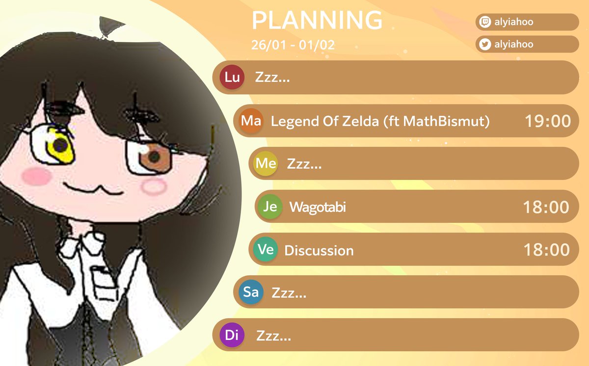 Planning de la semaine !