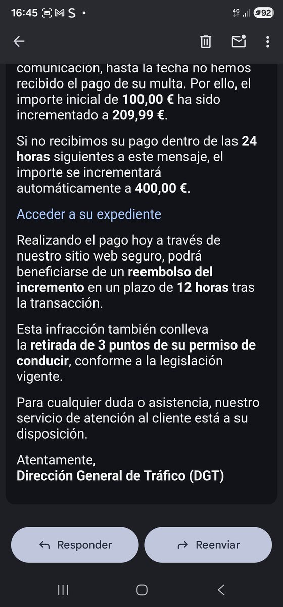 tonylab8's tweet photo. @DGTes acabo de recibir este email. 100% supongo es estafa. Quería comunicárselo. https://t.co/j2Y1WGCdwv