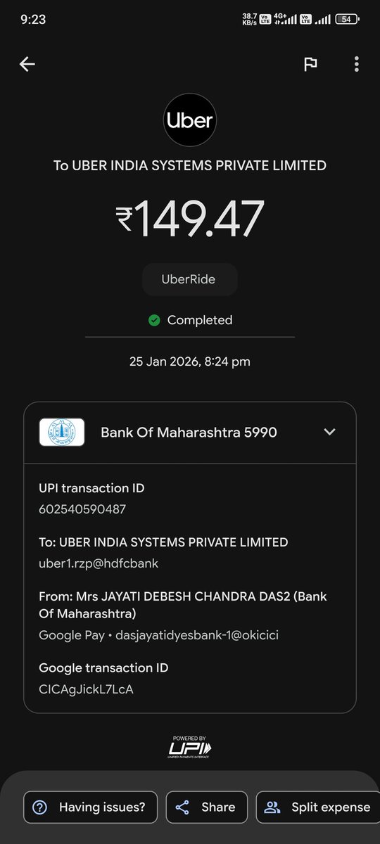 dasjayatid's tweet photo. @Uber_India @UberFacts @UberSoc another technical glitch leading to duplicacy in payment.
Driver shown cash payment...n I was shown online payment https://t.co/V7G2X4KQSQ